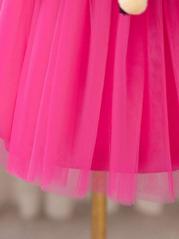 Kids Girls Christmas Party Dress, Princess Floral Net Yarn Spaghetti Strap Dance Party Pageant Dress