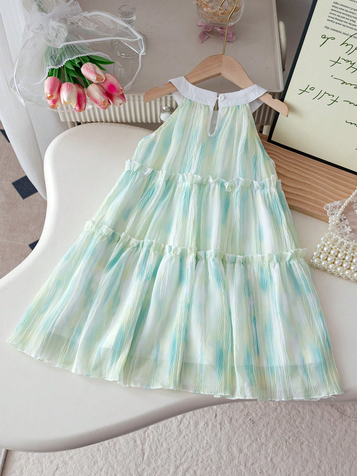 Kids Girls Floral Sweet Summer Dress, Suitable For Casual, Party, Event Wear, Elegant And Glamorous