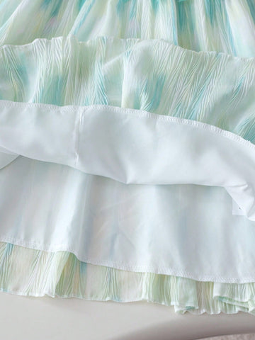 Kids Girls Floral Sweet Summer Dress, Suitable For Casual, Party, Event Wear, Elegant And Glamorous