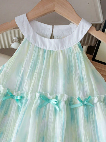 Kids Girls Floral Sweet Summer Dress, Suitable For Casual, Party, Event Wear, Elegant And Glamorous