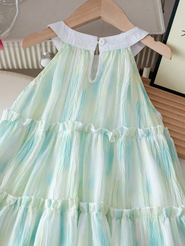 Kids Girls Floral Sweet Summer Dress, Suitable For Casual, Party, Event Wear, Elegant And Glamorous