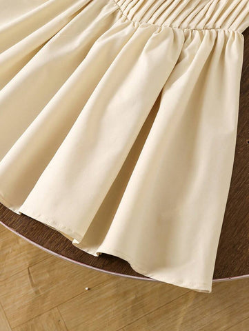 Kids Girls' Minimalist Casual Fashion Versatile Pleated Sleeveless Dress