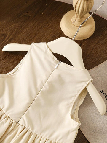 Kids Girls' Minimalist Casual Fashion Versatile Pleated Sleeveless Dress