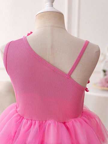 Young Girl Floral Patchwork Colorful Cake Mesh Tutu Dress. With Its Sweet, Dreamy Design, This Dress