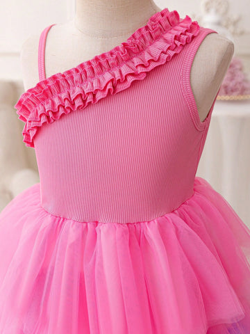 Young Girl Floral Patchwork Colorful Cake Mesh Tutu Dress. With Its Sweet, Dreamy Design, This Dress