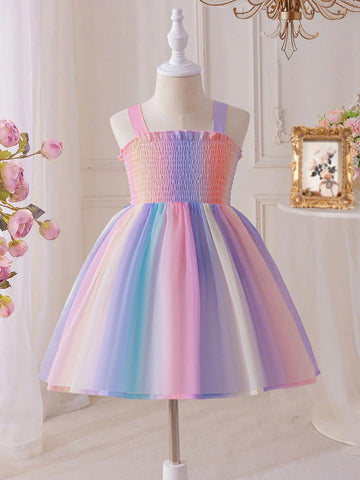 Young Girl Rainbow Butterfly Dress, Korean Fashion Summer 2020 2025 Children Sleeveless Dress