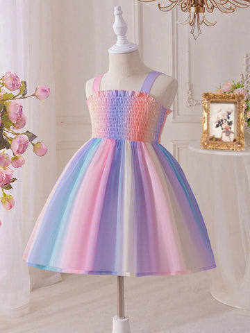 Young Girl Rainbow Butterfly Dress, Korean Fashion Summer 2020 2025 Children Sleeveless Dress