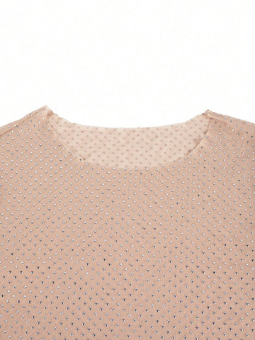 Glitter Metallic Round Neck Long Sleeve Slim Fit Mesh Sexy See Through Unitard Yoke Bodysuit For Going Out