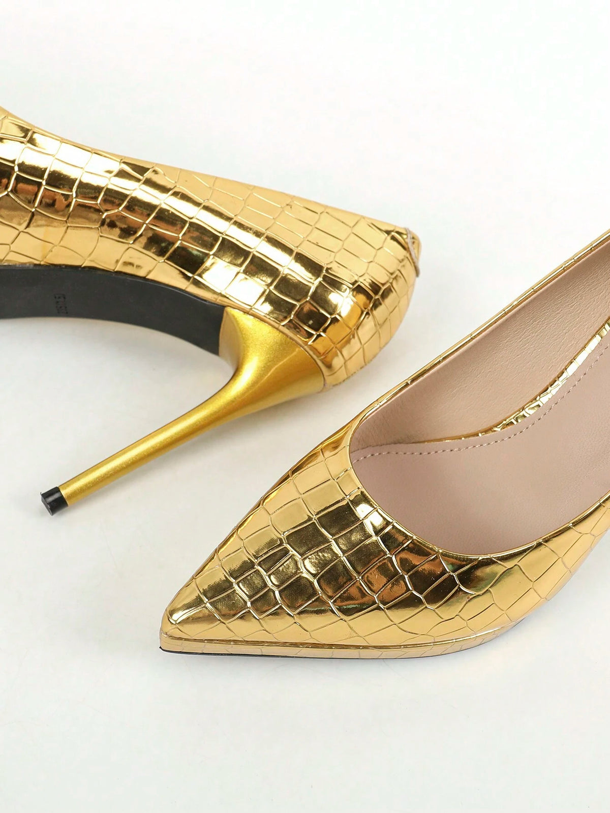 Gold Marble Waterproof Platform High Heel Pumps, Spring Autumn New Pointed Toe Stiletto Comfortable Women Shoes