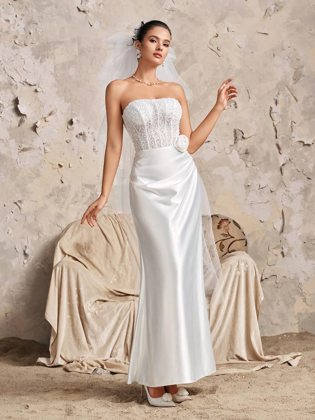 Gorgeous Off Shoulder Beaded Embroidered Baroque Sequin Corset Formal Evening Prom Mermaid Wedding Dress For Bride