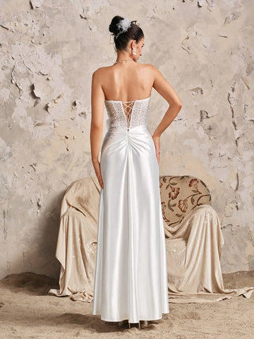 Gorgeous Off Shoulder Beaded Embroidered Baroque Sequin Corset Formal Evening Prom Mermaid Wedding Dress For Bride