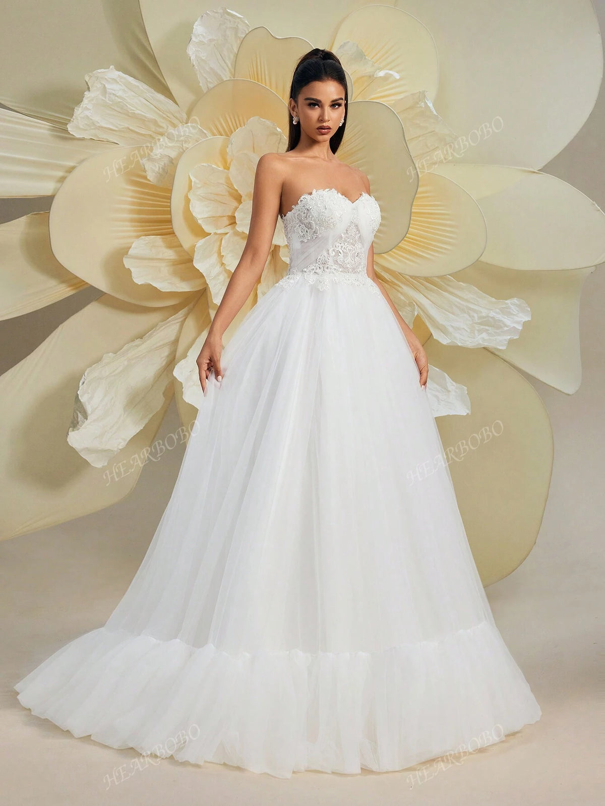 Gorgeous Sleeveless Off-The-Shoulder Solid Color Heavily Beaded Embroidered Puff A-Line Wedding Dress, White Bridal Gown For Formal Occasions