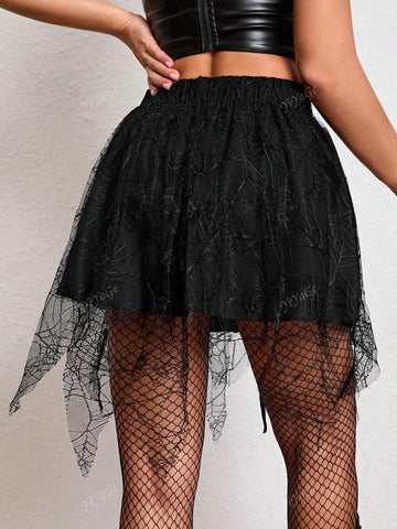 Goth Style Punk Mini Skirt, Fashion Casual Versatile A-Line Skirt For Women