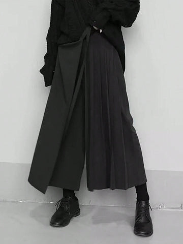 Gothic & Punk Style Women Loose Formal Pants, Wide Leg Loose Japanese Casual Trousers