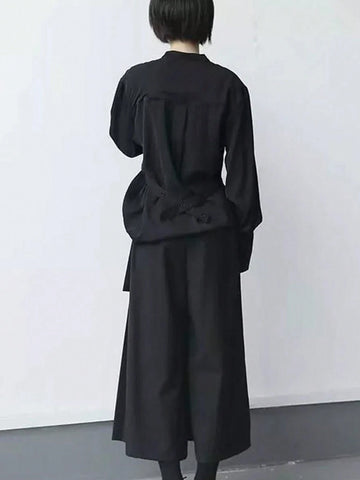 Gothic & Punk Style Women Loose Formal Pants, Wide Leg Loose Japanese Casual Trousers
