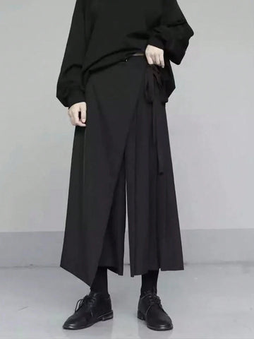 Gothic & Punk Style Women Loose Formal Pants, Wide Leg Loose Japanese Casual Trousers