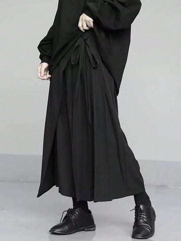 Gothic & Punk Style Women Loose Formal Pants, Wide Leg Loose Japanese Casual Trousers