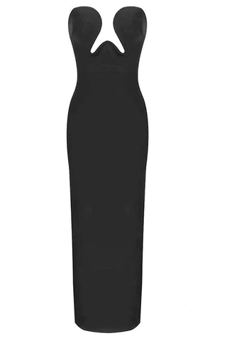 Gracie Black High Slit Maxi Dress