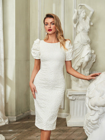 Grazyna Ruched Seersucker Midi Dress