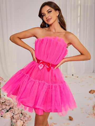 Guinevere Strapless Mesh Mini Dress