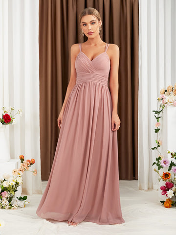 Guipure Lace Insert Chiffon Bridesmaid Dress