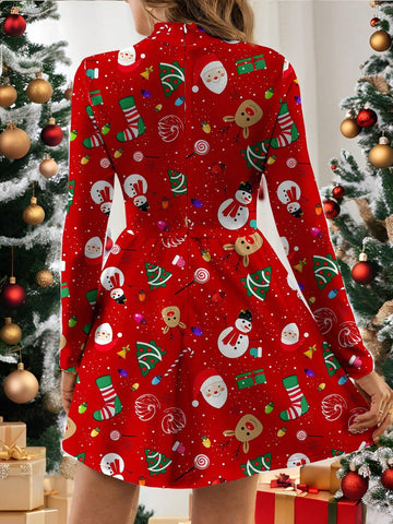 Gulsengunel Funnel Neck Plaid Sleeveless Dress, Casual Minimalist Style For Women, Suitable For Autumn/Winter & Christmas