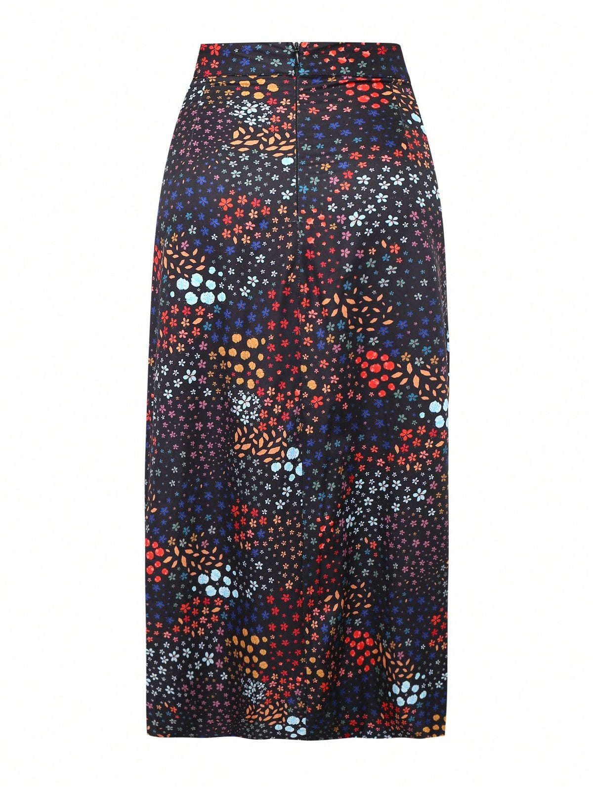 Gulsengunel Women's Floral Print Side Slit Skirt