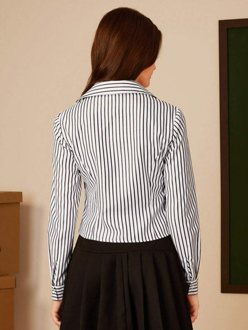 HARRY POTTER X SHEIN Gryffindor Badge Striped Button-Up Shirt