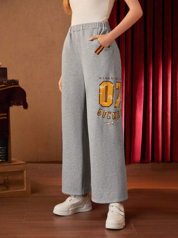 Letter Graphic Straight Leg Pants