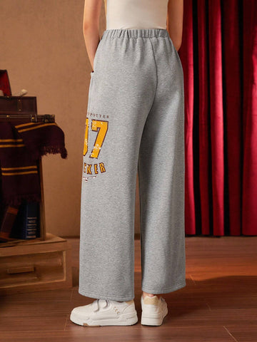 Letter Graphic Straight Leg Pants
