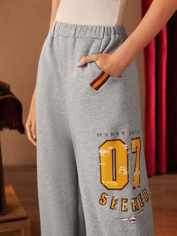 Letter Graphic Straight Leg Pants
