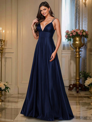 HOMEYEE Elegant Long Evening Dress/Vintage Casual Sexy Spaghetti Strap Dress For High-End Banquet/Party
