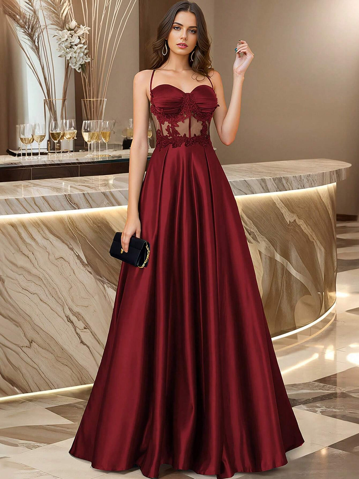 HOMEYEE Sexy Hollow Lace Camisole Vintage Casual Evening Party Dress, Great For Vacation