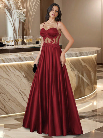 HOMEYEE Sexy Hollow Lace Camisole Vintage Casual Evening Party Dress, Great For Vacation