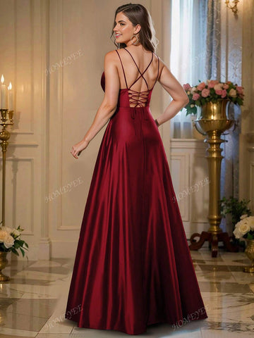 HOMEYEE Sexy Spaghetti Strap High-End Vintage Casual Elegant Evening Gown, Long Dress For Party And Banquet