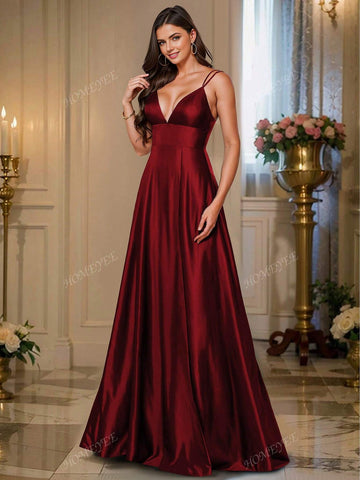 HOMEYEE Sexy Spaghetti Strap High-End Vintage Casual Elegant Evening Gown, Long Dress For Party And Banquet