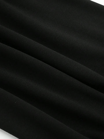 HOMEYEE Solid Shawl Collar Belted Bodycon Dress