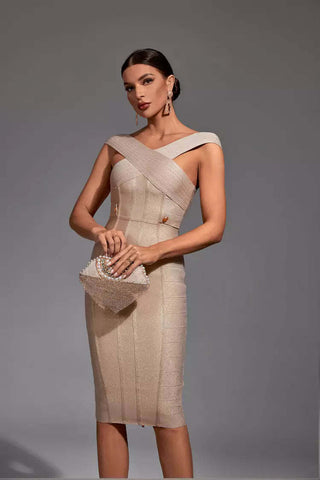 Hailey Wine Red Strapless Sequin Cross Dress