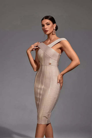 Hailey Wine Red Strapless Sequin Cross Dress