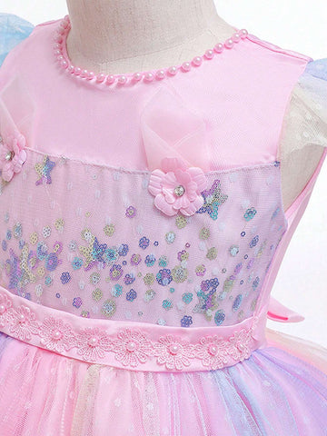 Halloween Young Girl Dress, New Girls Princess Unicorn Dress, Children Costume Performance Wedding Gown
