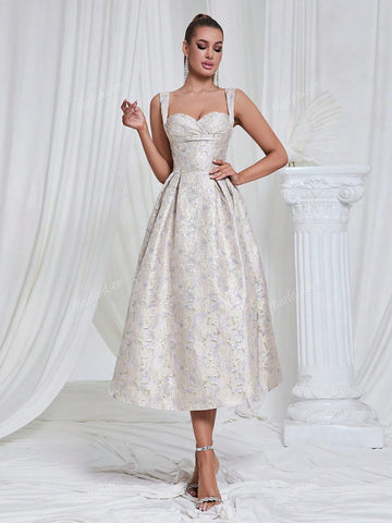 Halter Sexy Temperament Halter Waist Compression A-Line Dress