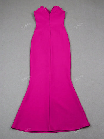 Handmade Elegant Floral Print Decorated, Rhinestoned, Bodycon Mermaid Style, Long Party Dress