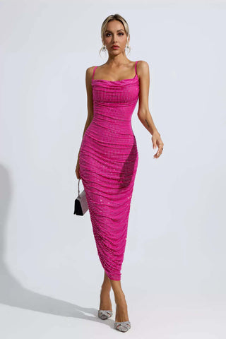 Hattie Purple Sequin Diamond Midi Dress