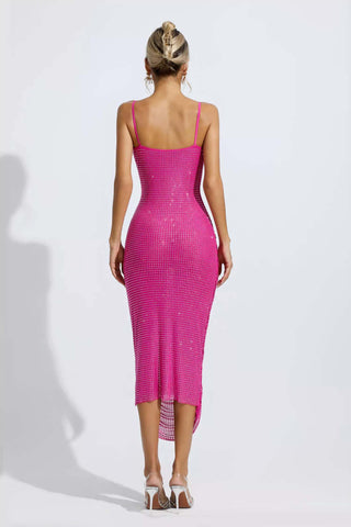 Hattie Purple Sequin Diamond Midi Dress