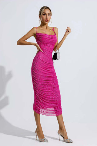 Hattie Purple Sequin Diamond Midi Dress