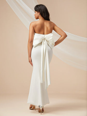 Heart Big Bow BacklessTube Wedding Dress