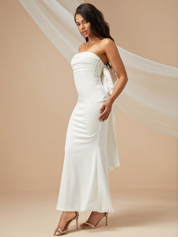Heart Big Bow BacklessTube Wedding Dress