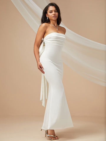 Heart Big Bow BacklessTube Wedding Dress