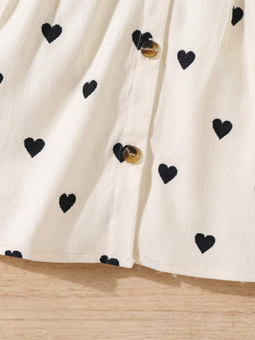 Heart Design Collar Fitted Casual Woven Dress For Young Girl