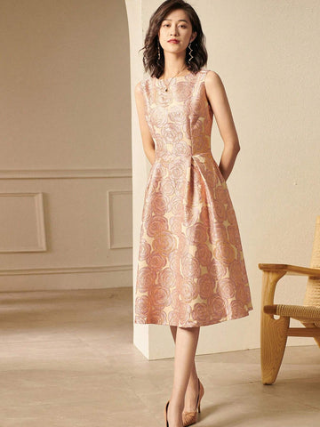 Heavy Industry Elegant Sleeveless Jacquard Cocktail Dress